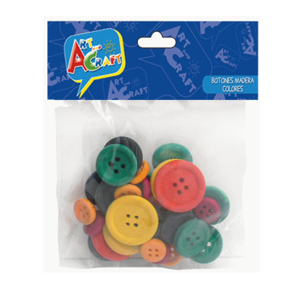 Set de Botones Colores Madera 30 Piezas, perfectos para personalizar ropa, accesorios y proyectos de manualidades. Material ecológico y versátil.