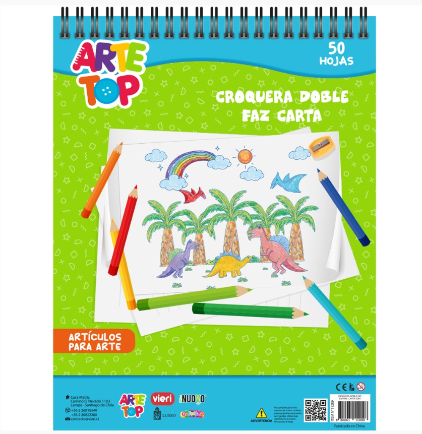 Croquera doble faz Tamaño Oficio 50 Hojas ARTE TOP
