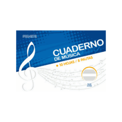 Cuaderno música Proarte con pauta completa de 8 líneas. 10 hojas para escritura musical.