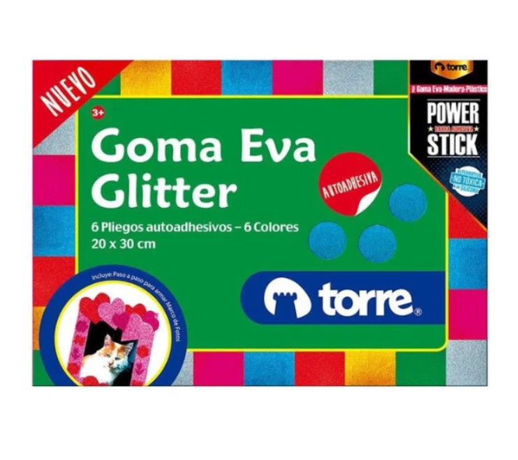 Carpeta Goma Eva Glitter Autoadhesiva 6 Colores TORRE