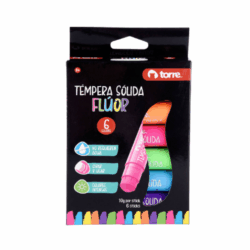 Témpera sólida fluorescente en 6 colores vibrantes. Ideal para niños y artistas que buscan crear obras de arte brillantes y duraderas.