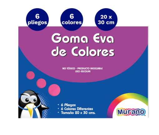 Carpeta Con Goma Eva 6 Colores 6 Laminas Murano