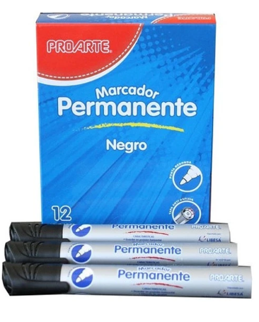 Marcador Permanente Negro Punta Biselada PROARTE