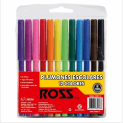Plumones Escolares 12 Unidades 12 Colores ROSS