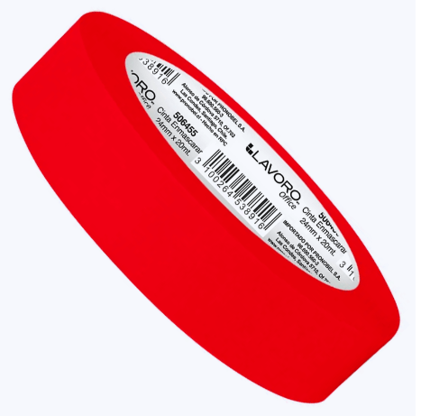 Cinta Enmascarar color Rojo 24 Mm x 20 mts LAVORO
