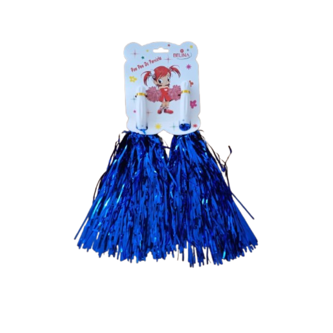 Pompones Porrista Azul Metalico 2un 30cm BELINA
