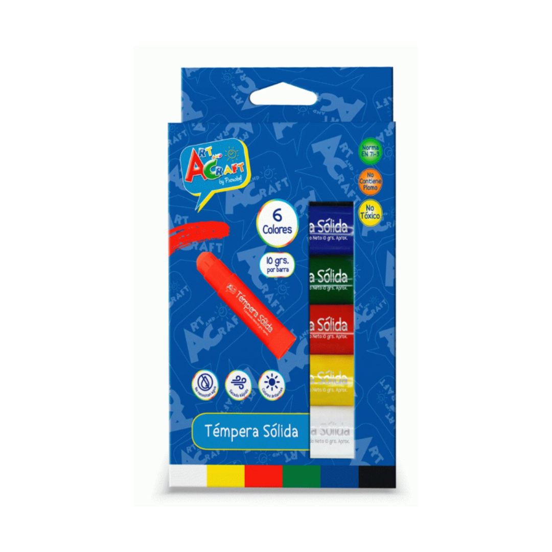 Tempera Solida 6 Colores 10 Gr ART&CRAFT