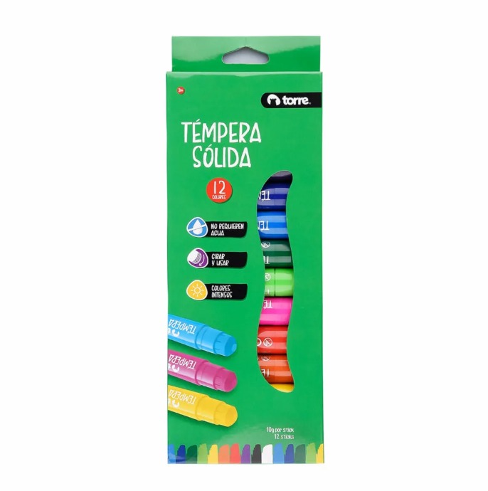 Tempera solida 12 unidades TORRE