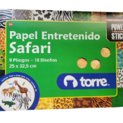Carpeta Papel Entretenido 18, Diseños Safari 9 Pliegos Torre
