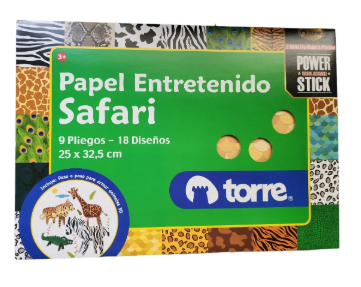 Carpeta Papel Entretenido 18, Diseños Safari 9 Pliegos Torre