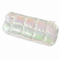 Estuche Lápices Holográfico Blanco Acolchado 20×9×5cm