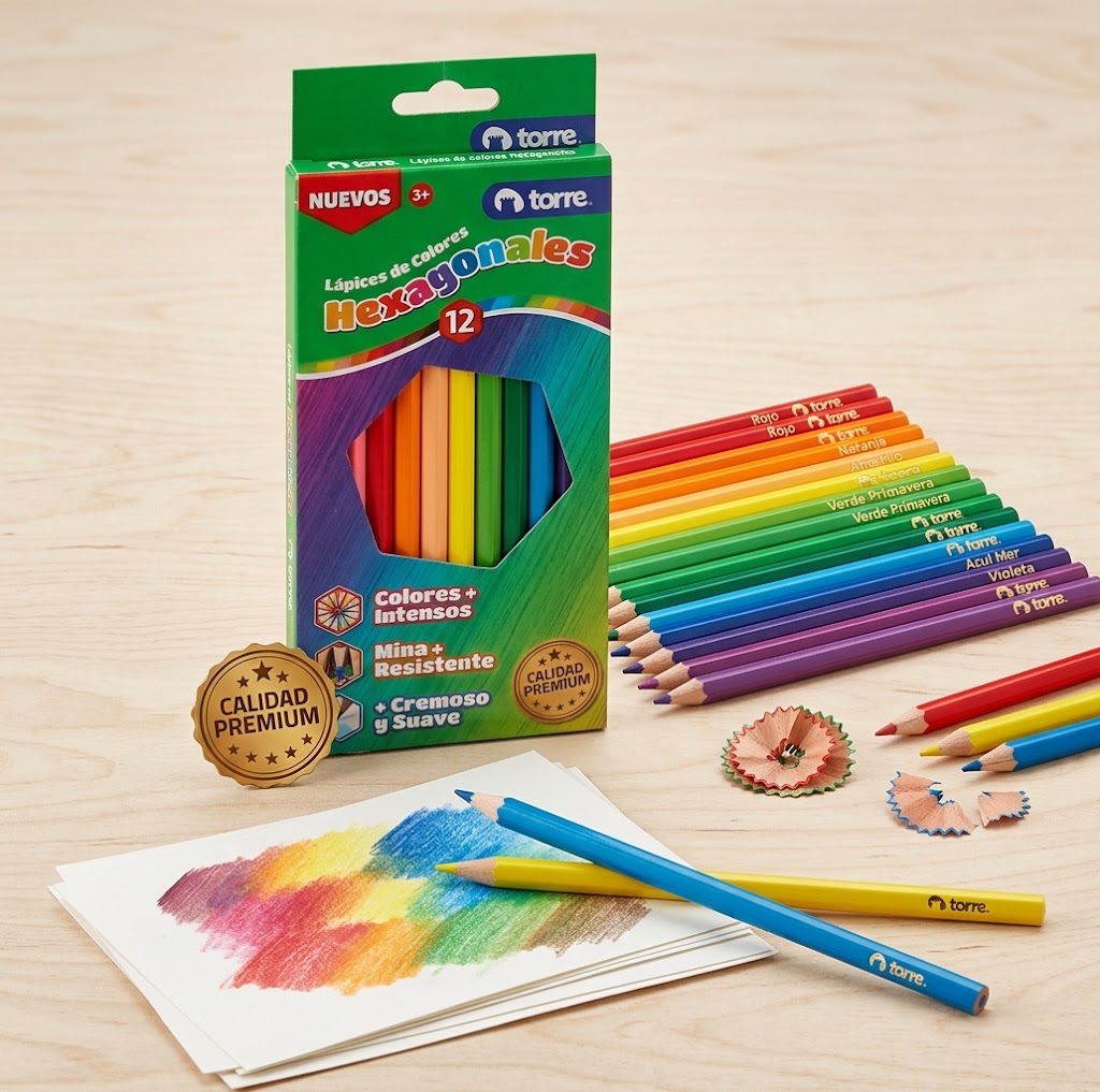 Set Lápices de Colores Hexagonales TORRE
